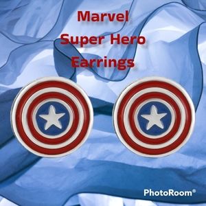 Marvel Captain America, Super Hero Shield Post Earrings.